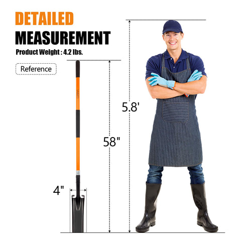 VNIMTI trench shovel at 58 inches reduces bending for easier gardening