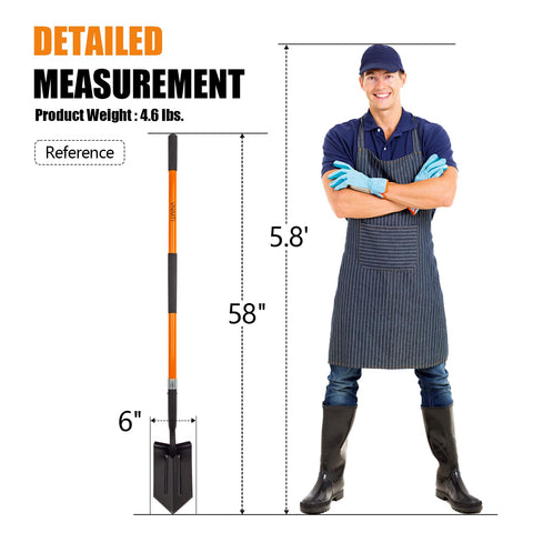 VNIMTI trench shovel 58-inch length enabling upright digging posture