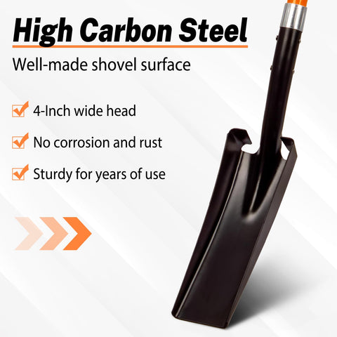 VNIMTI trench shovel with fiberglass handle for durable comfort during long digging tasks