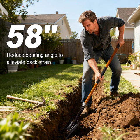 VNIMTI trench shovel grooved edges enable smooth, efficient soil transfer