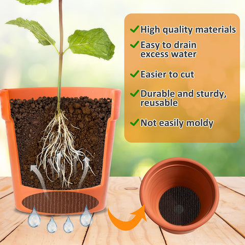 Voccos cut-and-fit disc for bonsai pots simplifying soil retention.