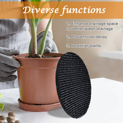Voccos pot-mesh disc preventing leaks in indoor and outdoor pots.