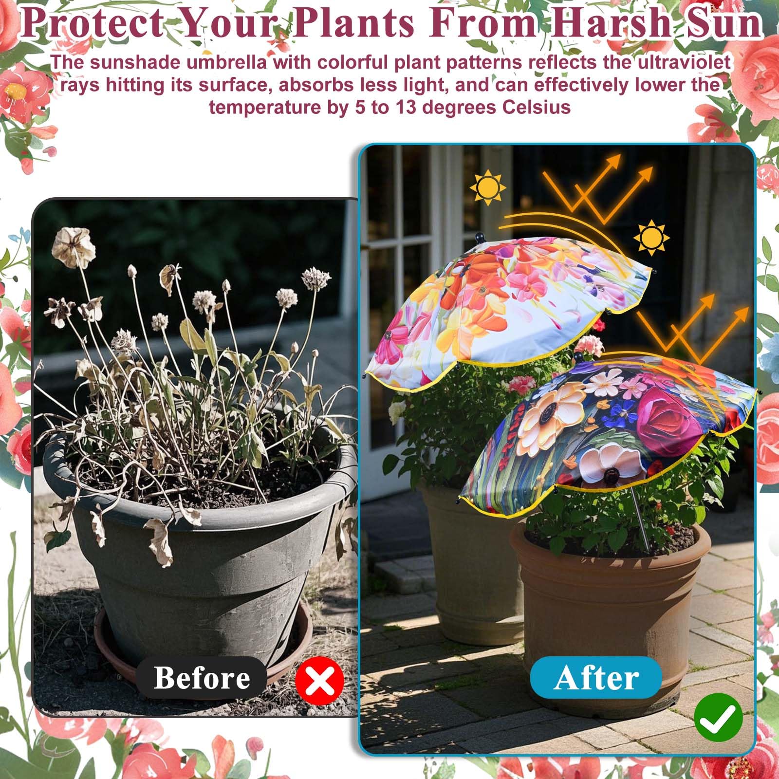 Voccos adjustable-angles plant umbrella helps target sun as needed.