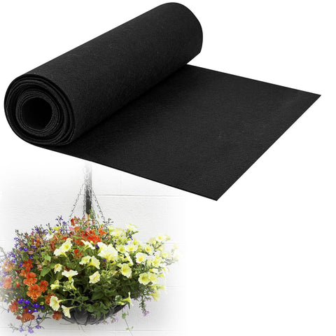 Voccos fabric planter liner roll in a basket prevents soil overflow and keeps soil neatly contained.