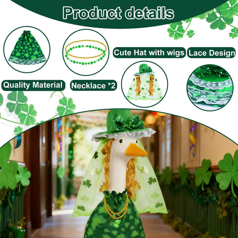Voccos green-yellow beaded accessories complete the festive look on a goose.