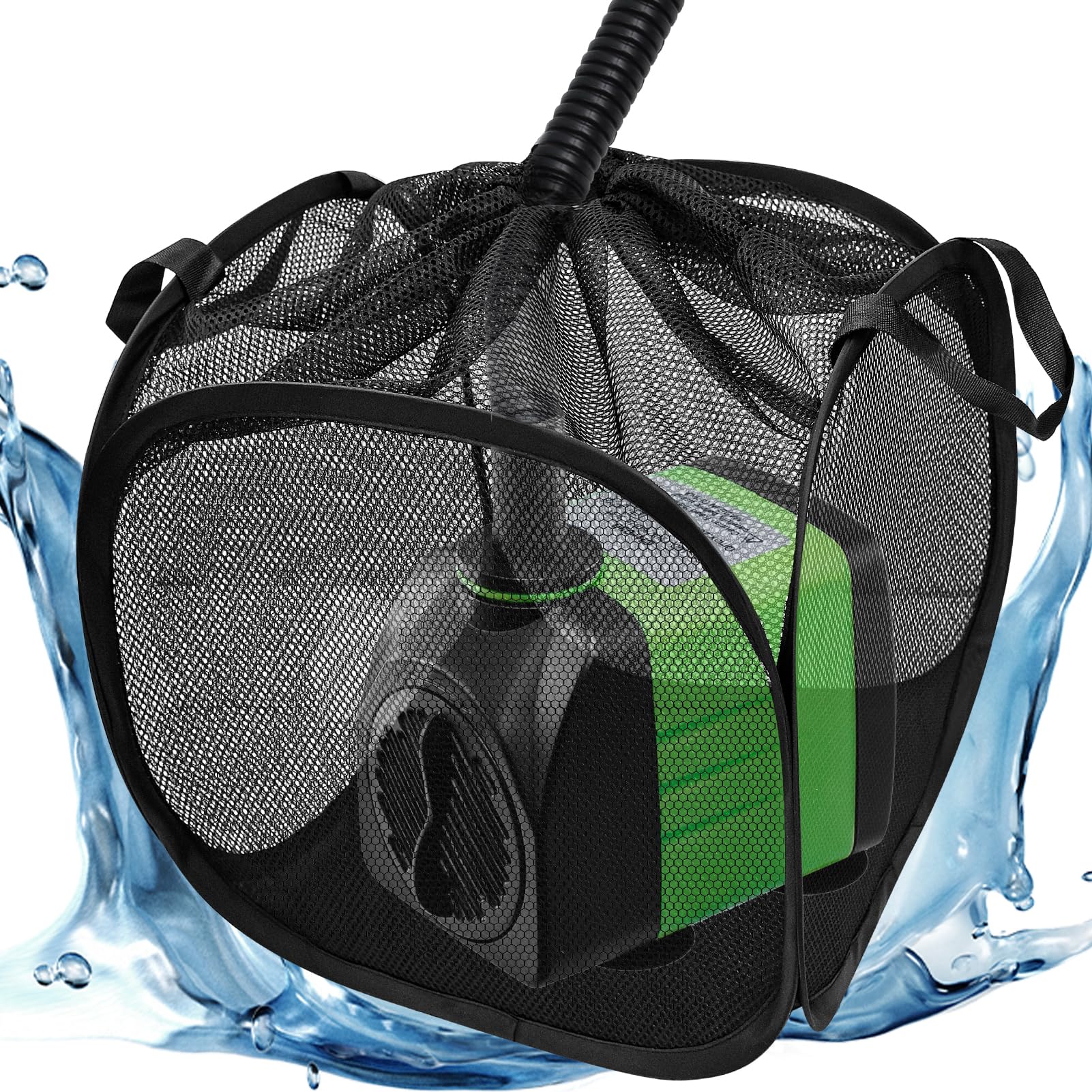 Voccos pop-up pond filter bag protecting the pump and debris