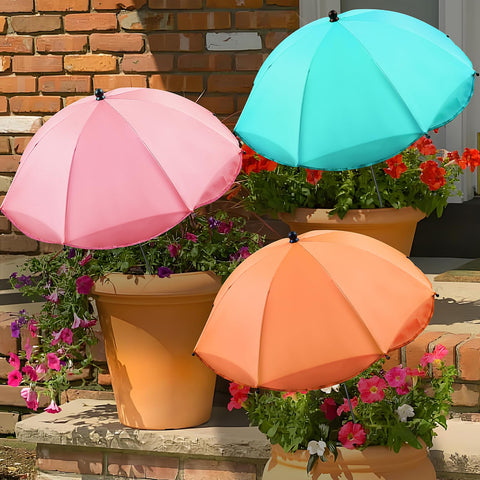 Voccos upgraded plant umbrella with 50-inch pole provides sturdy garden shade.