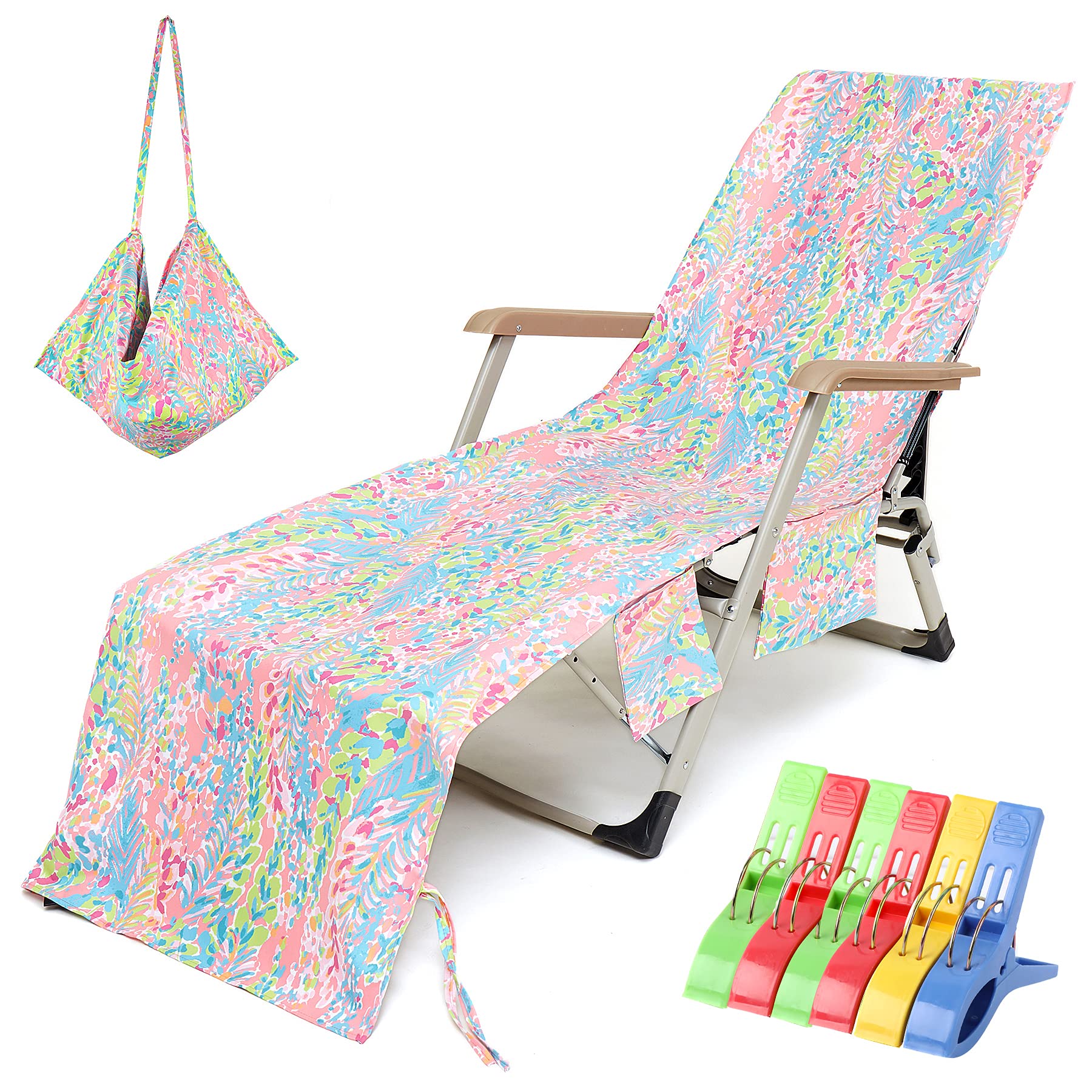 VOCOOL Beach Chair Towel Pink cover with soft microfiber protecting chair and skin.