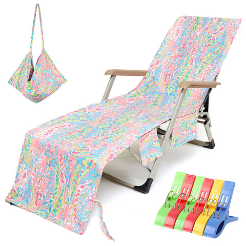 VOCOOL Beach Chair Towel Pink cover with soft microfiber protecting chair and skin.