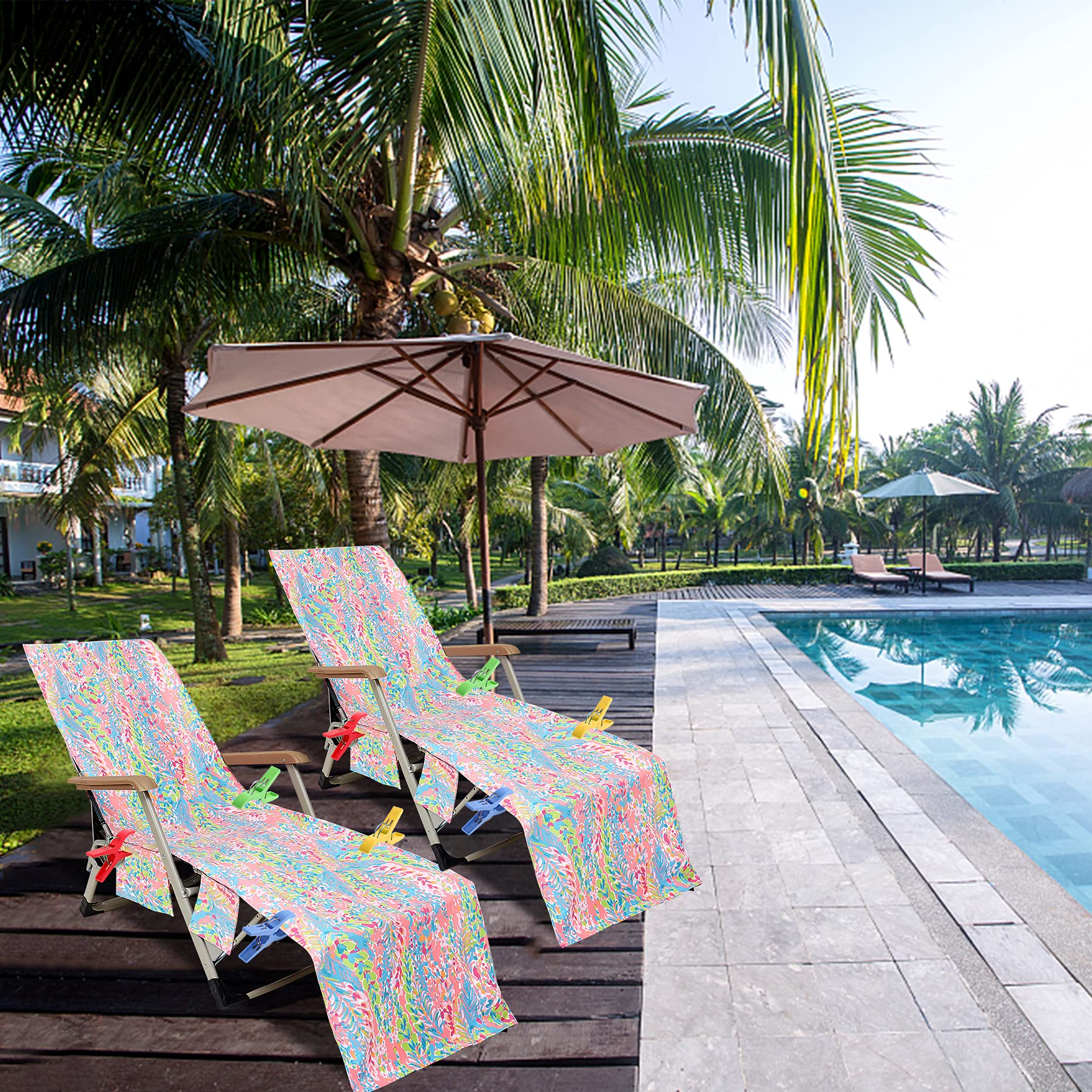 VOCOOL pink beach towel for poolside lounging and sunbathing.