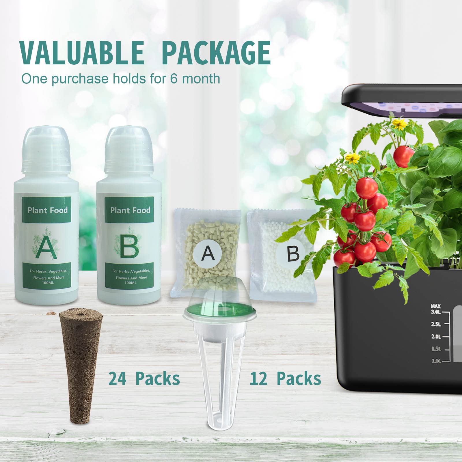 VOCRS planting pods in use compatible with many hydroponic systems