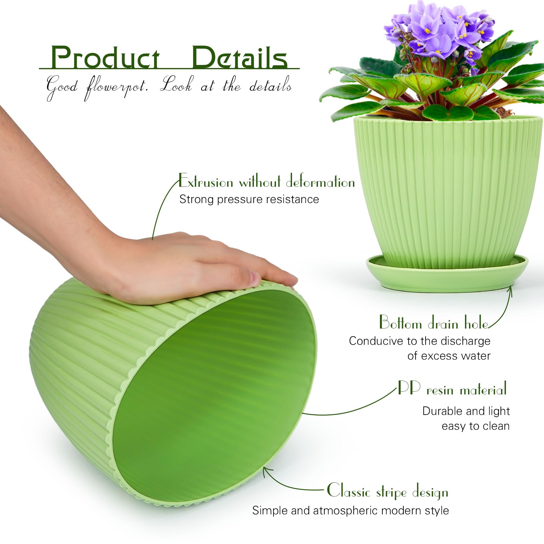 Vodotion planters shown in light green for refreshing indoor ambiance.