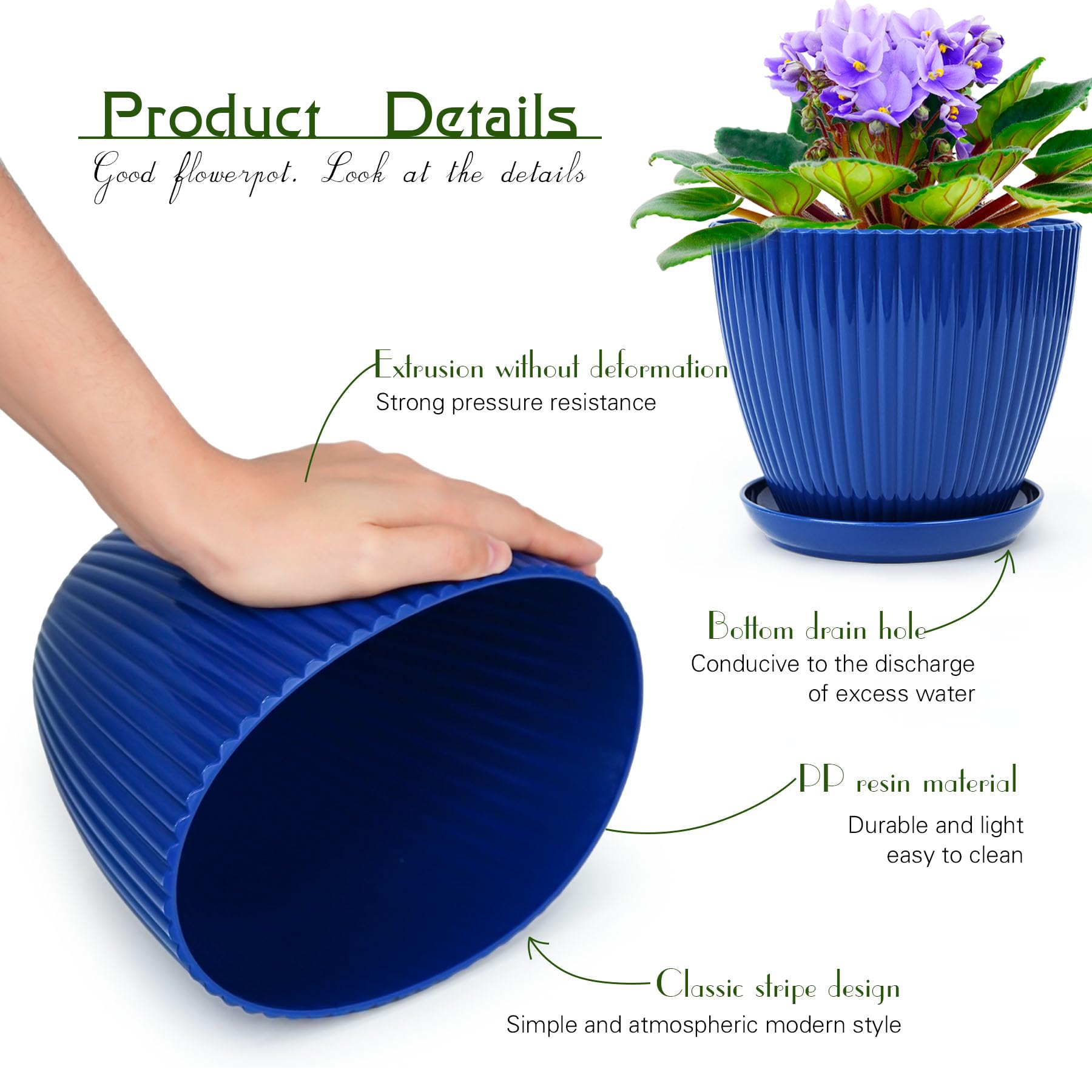 Vodotion pots feature drainage holes to manage water and support roots.