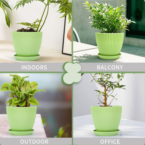 Vodotion pots with drainage holes and lip to prevent water buildup.