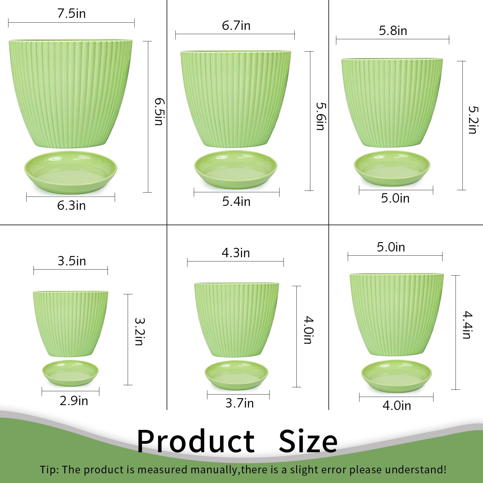Vodotion six-size planter set for herbs, succulents, and small plants.