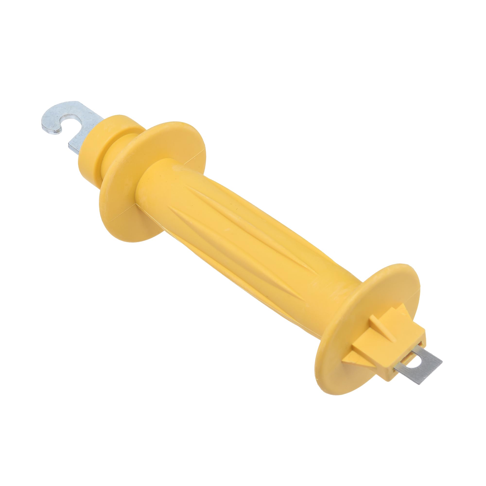 Close-up of Voefig gate handle highlighting insulated rubber construction