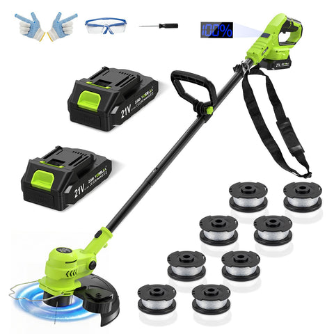 VOERJIA 21V cordless weed eater with 2in1 trim for versatile yard work.