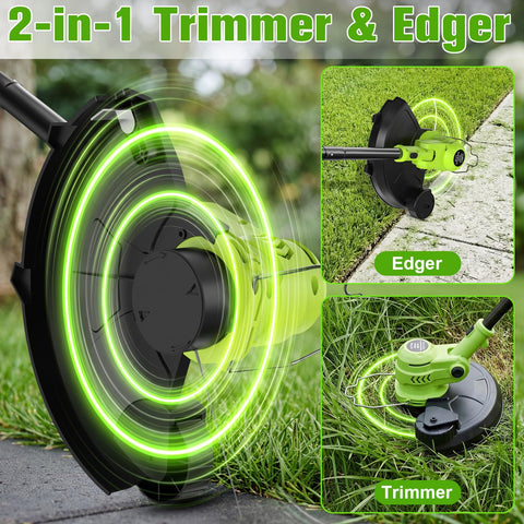 90-degree edger head provides precise lawn borders for VOERJIA.