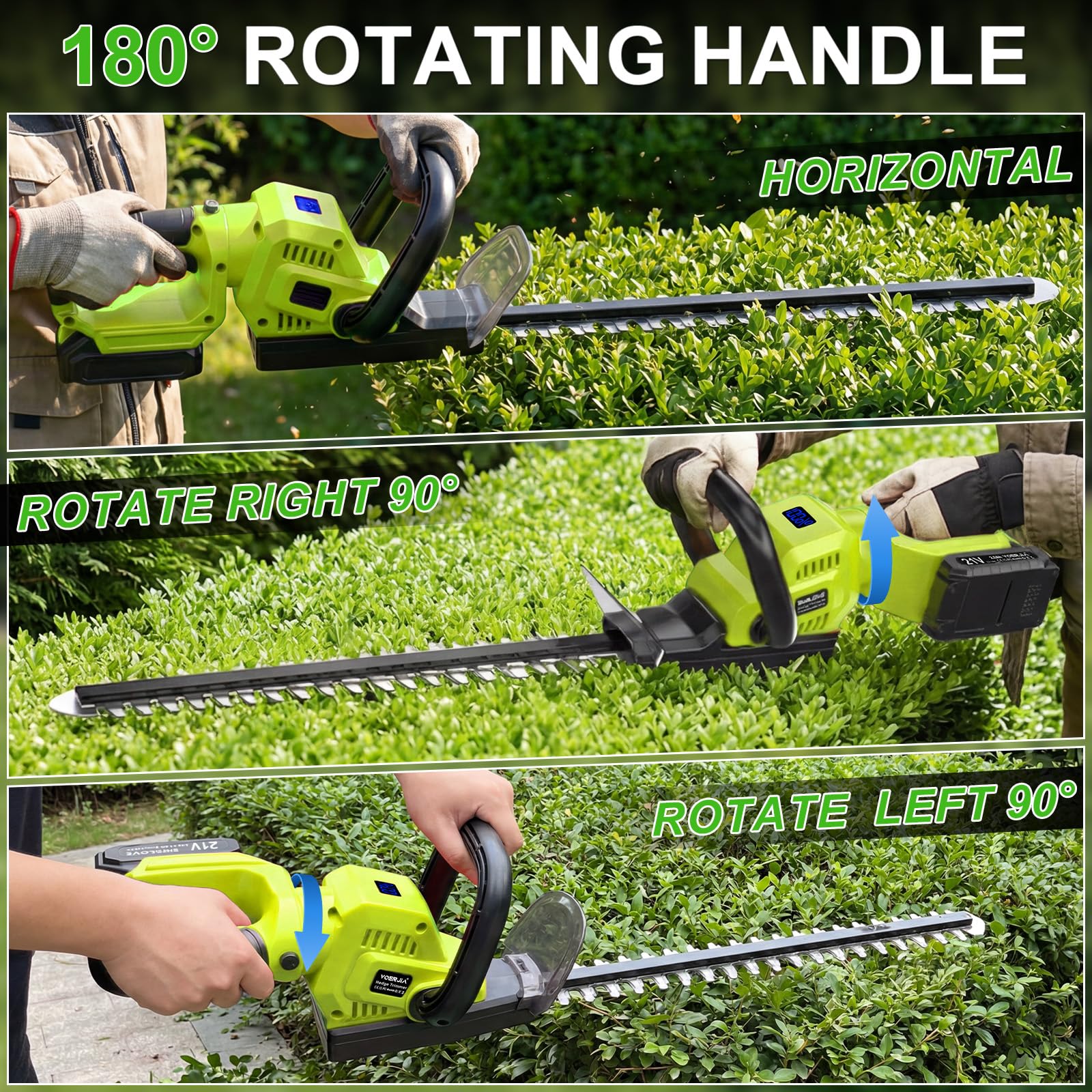 Lightweight hedge trimmer at 4.4 lbs minimizes user fatigue