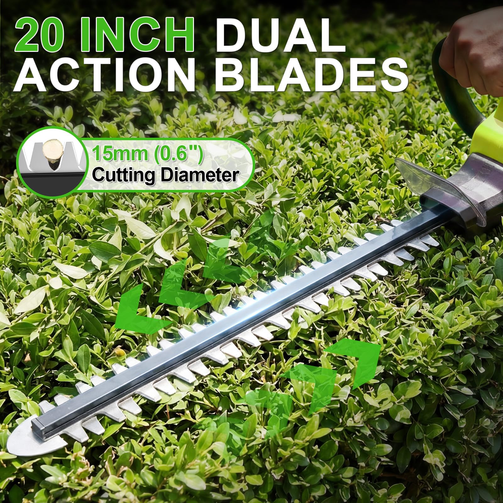 Rotating ergonomic handle enables horizontal and vertical cuts
