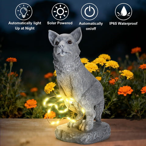 VOFSTAND resin dog statue withstands weather while remaining easy to clean.