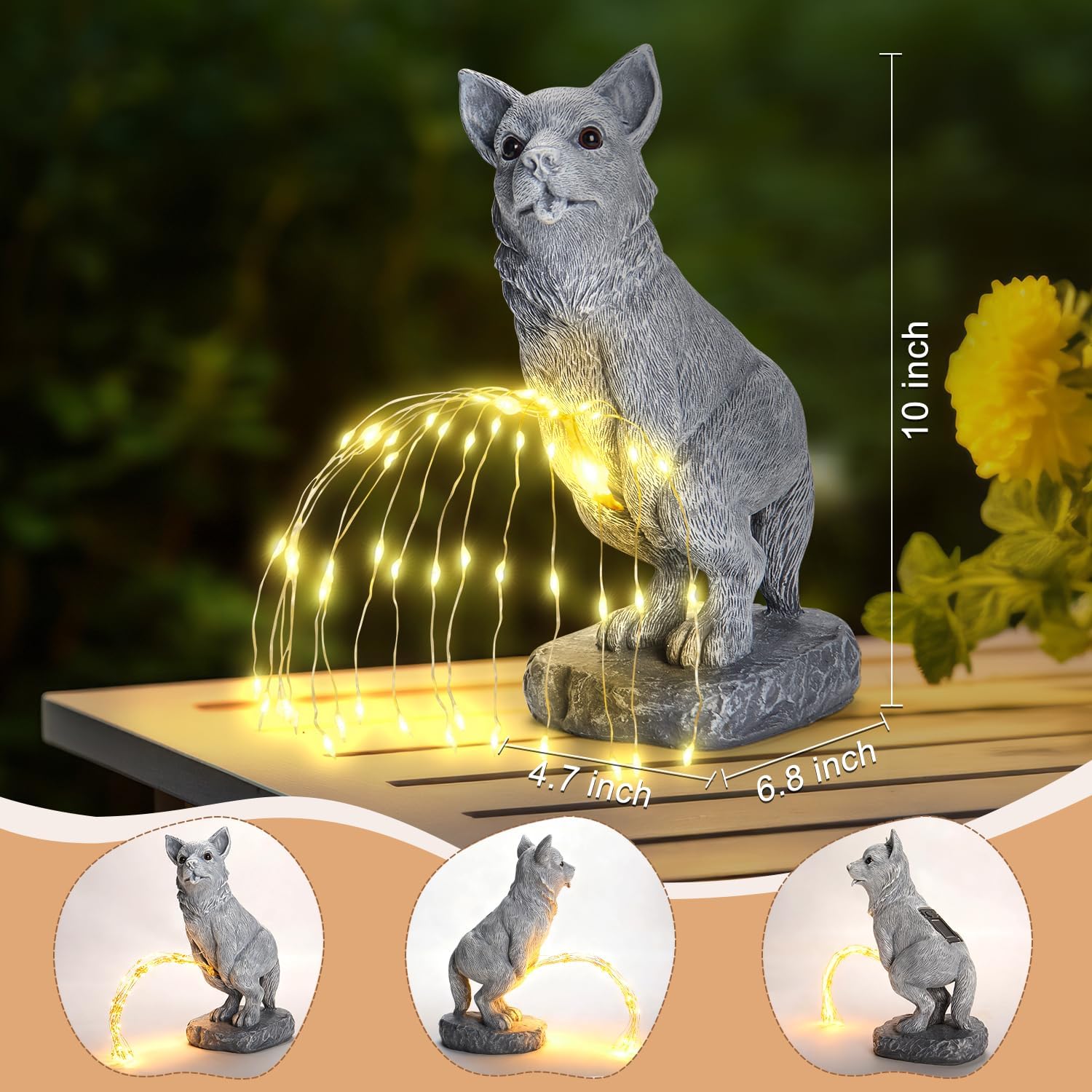VOFSTAND solar lit statue showcases lifelike textures perfect for garden display.