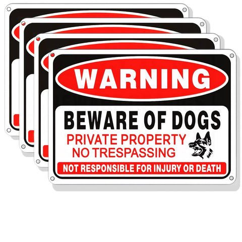 Voiluk Beware of Dog sign front view improves yard visibility and deterrence