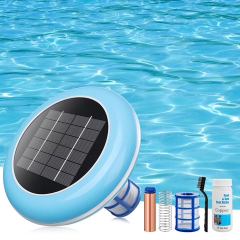 VOKPIT pool ionizer floating cleaner in action for crystal-clear water with solar power