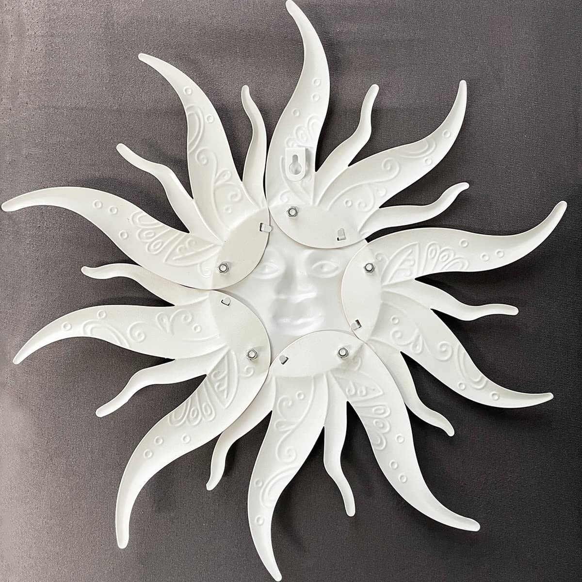 VOKPROOF sun wall art easy to install with included wrench and hooks.