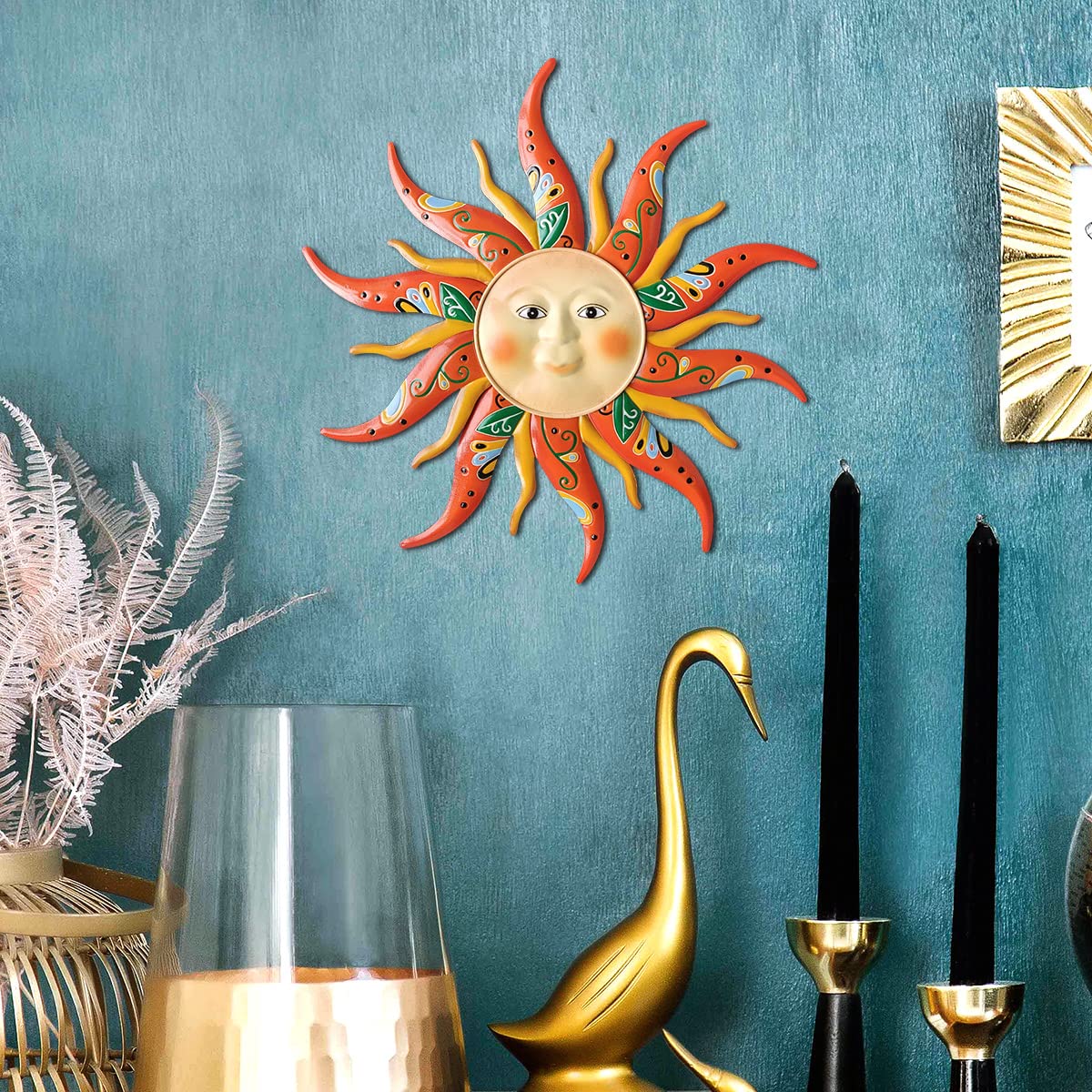 VOKPROOF metal sun wall decor with rust-proof finish for all-weather display.