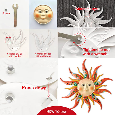 VOKPROOF sun face garden sculpture enhancing balcony with warm focal point.