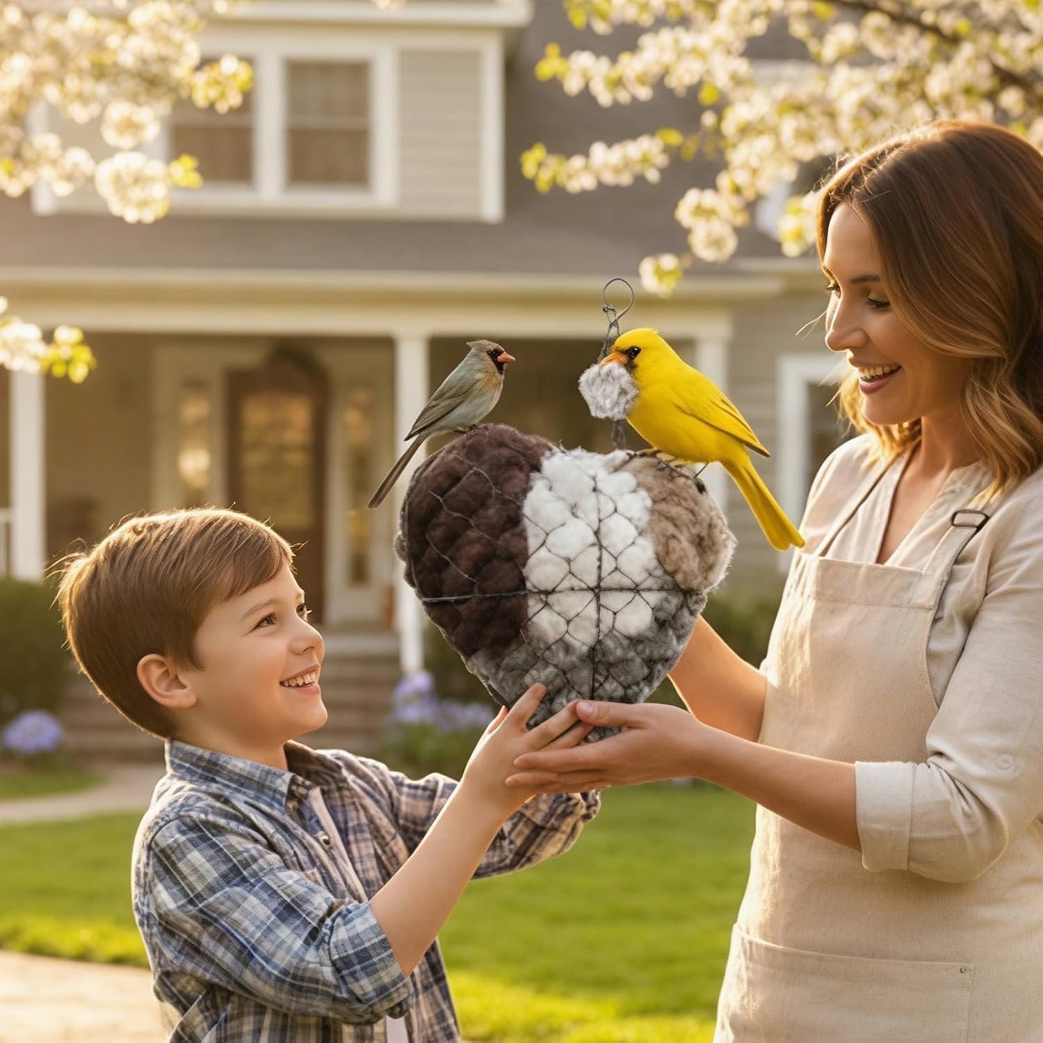 VOKSODHCK refillable nesting heart keeps backyard birds snug season after season.