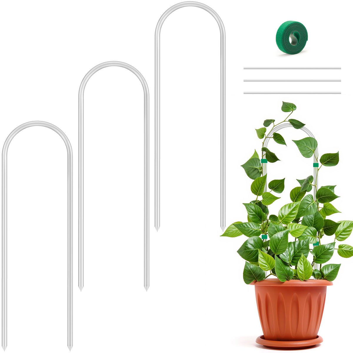 Vokvaktak 3-pack U-Shape Acrylic Trellis on a pot, supporting small climbers.