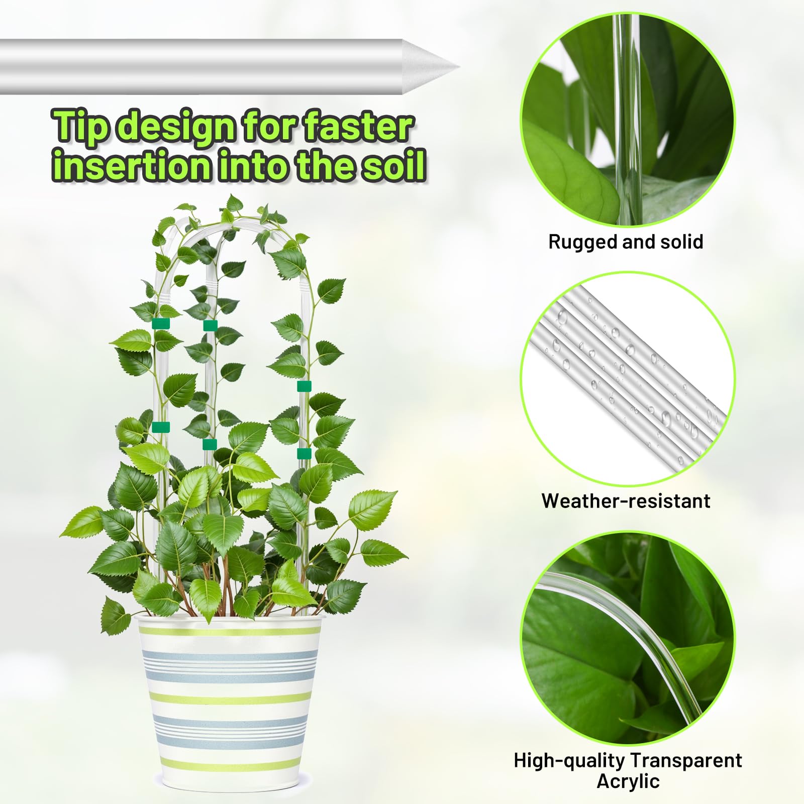 Vokvaktak u-shape trellis in pot; easy soil insertion.