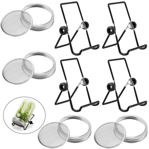 VOLCANOES CLUB sprouting lids with mesh screen on wide-mouth jar for easy sprouting