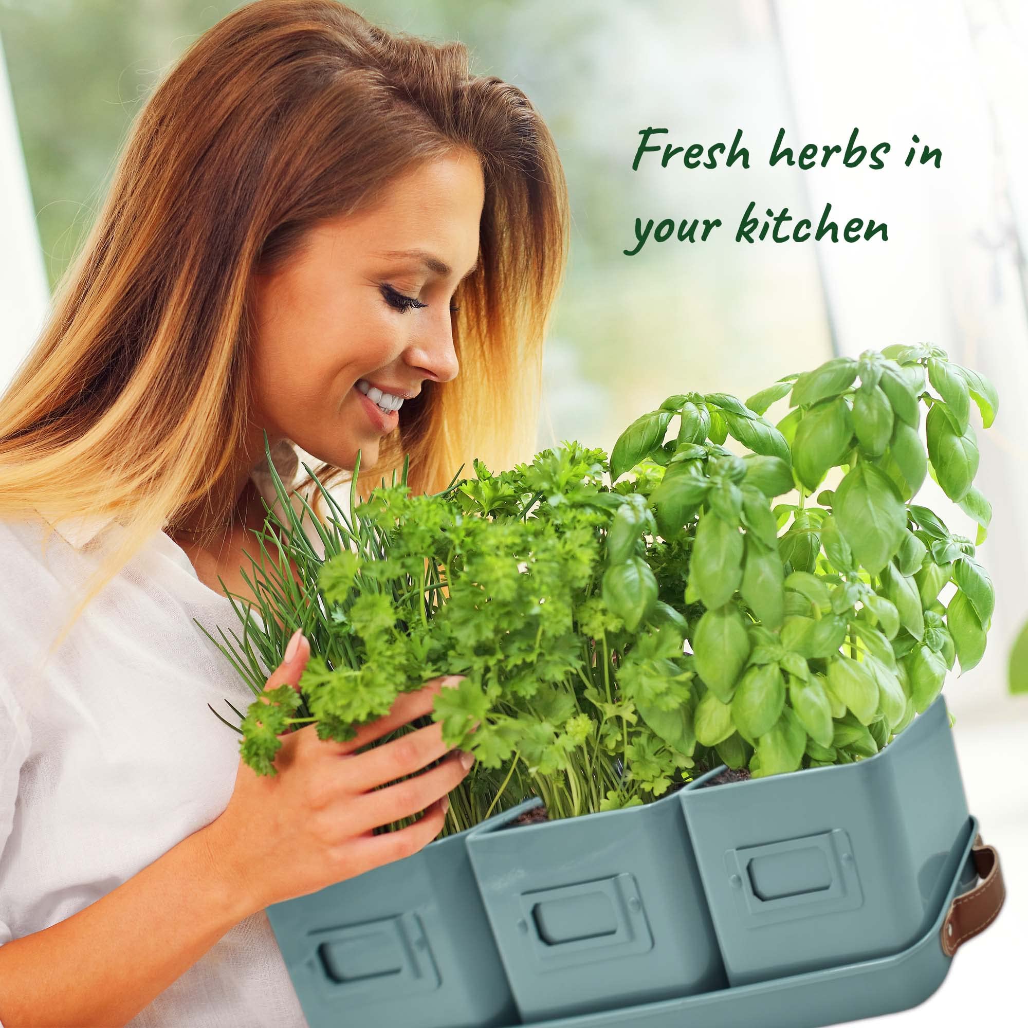 Volila leather-handled tray keeps surfaces dry while you move herbs