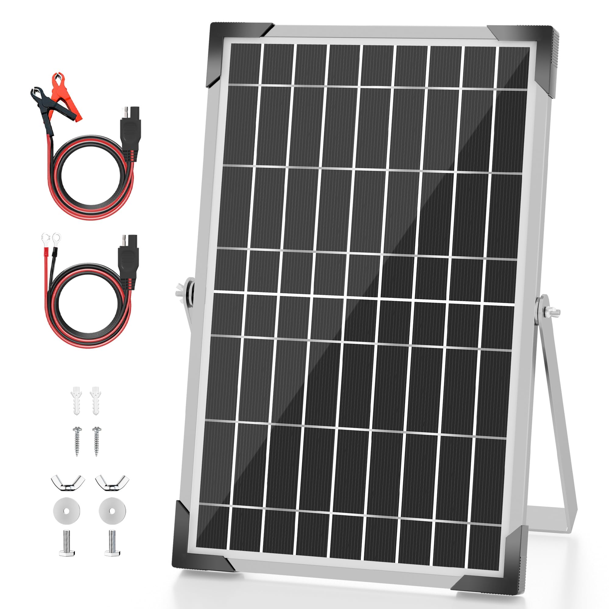 Voltset 10W solar panel for outdoor battery maintenance.