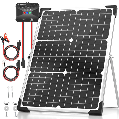 Voltset 30W solar panel mounted on a boat for reliable battery charging.