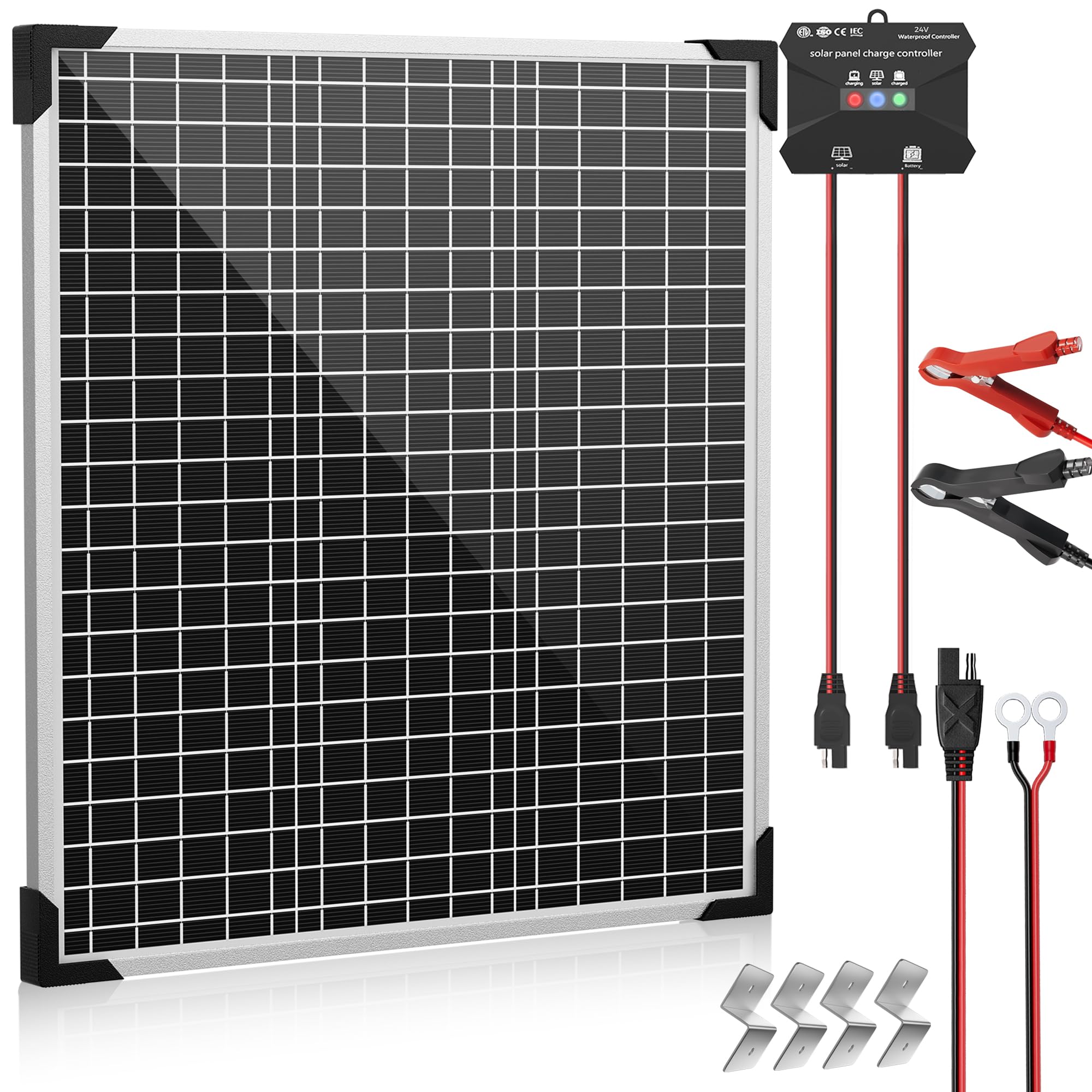 Voltset 50W panel in outdoor setup powering an RV off-grid