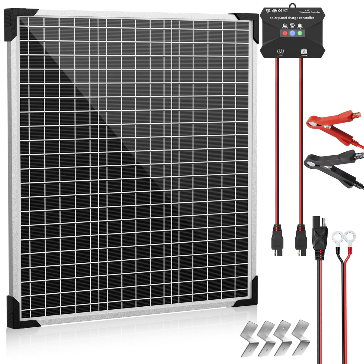 Voltset 50W panel in outdoor setup powering an RV off-grid