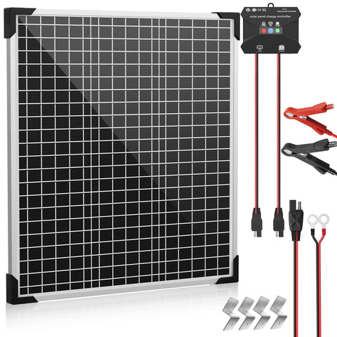 Voltset 50W panel in outdoor setup powering an RV off-grid