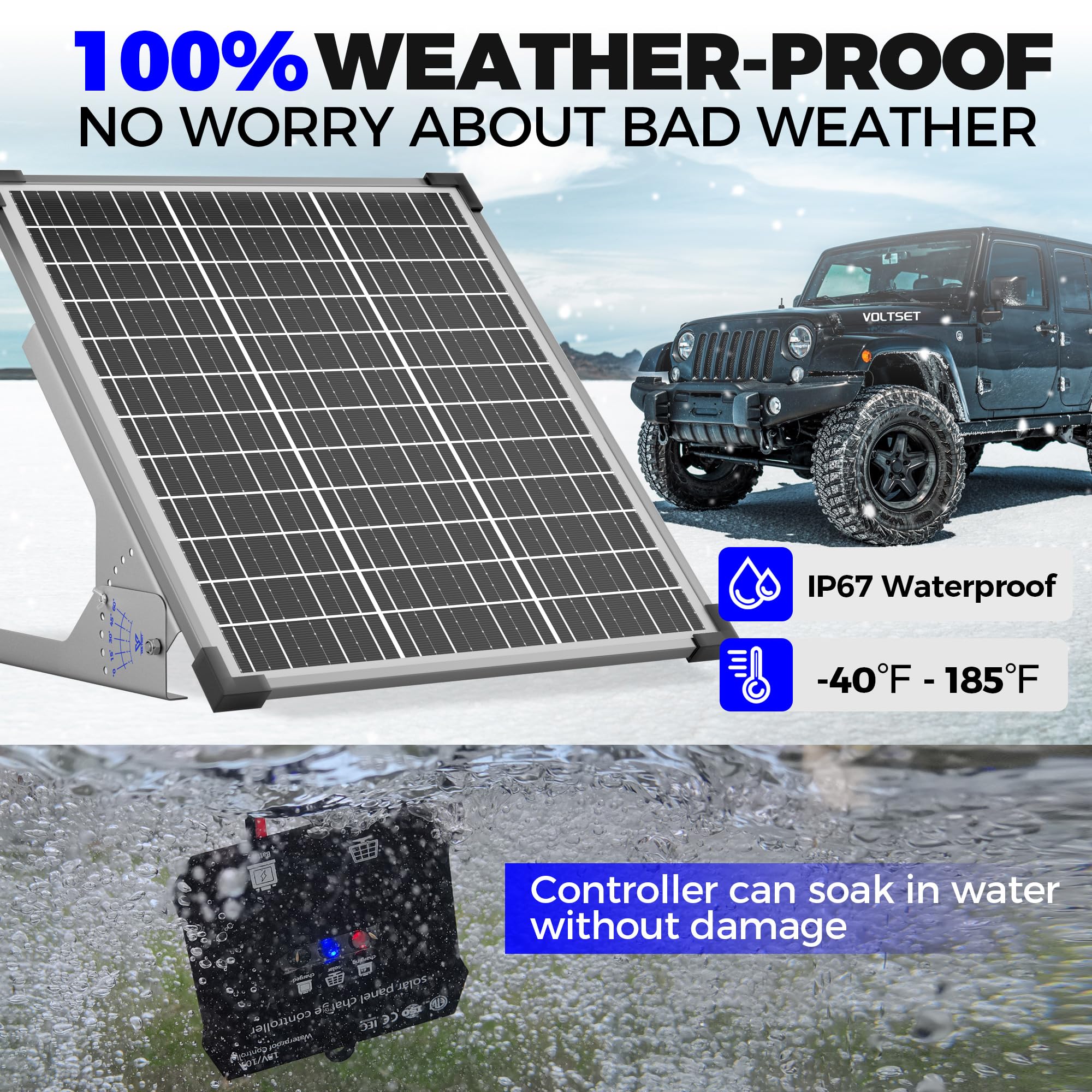 Voltset 60-degree adjustable mount bracket ready for precise sun angles.