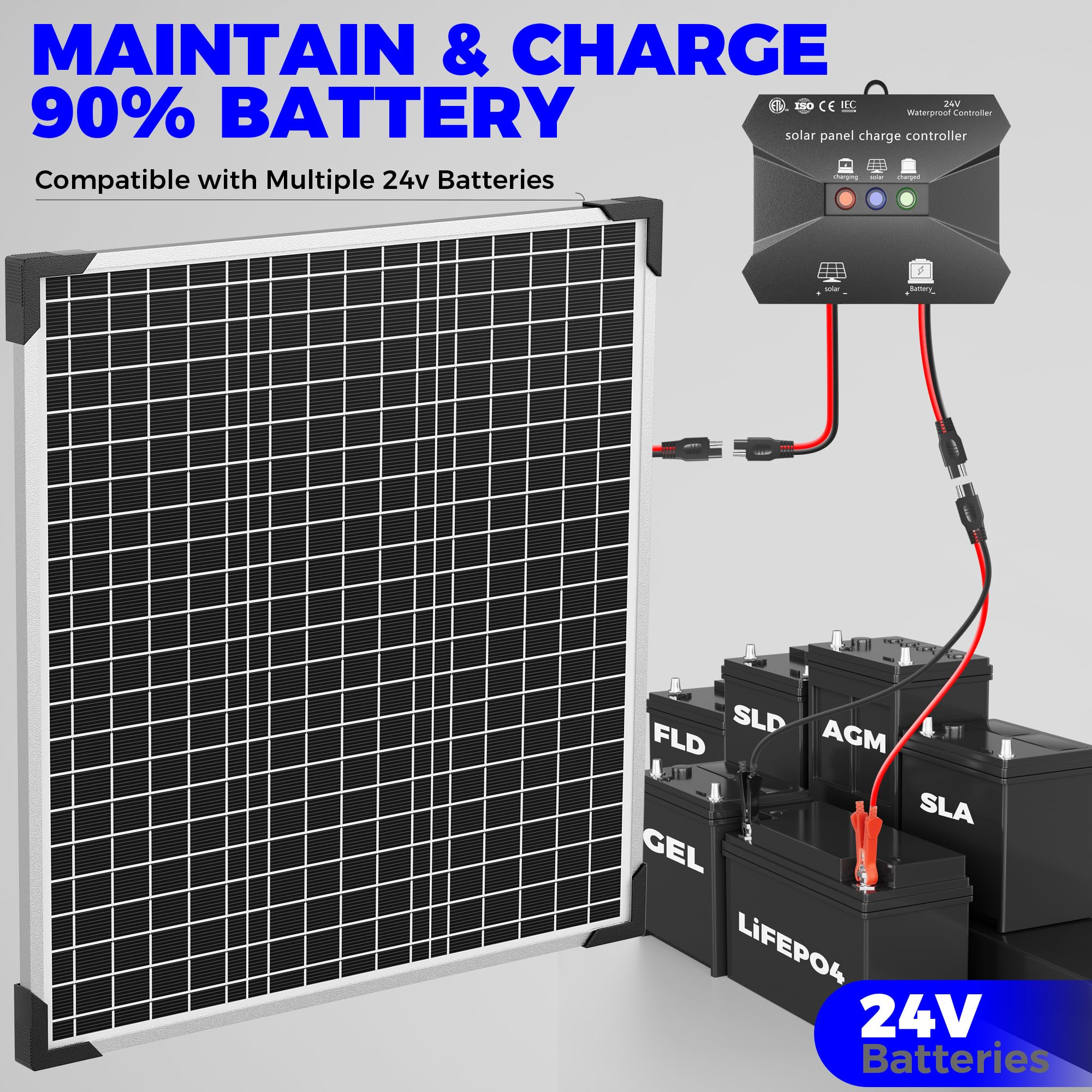 Voltset system aboard a boat maintaining battery power at sea