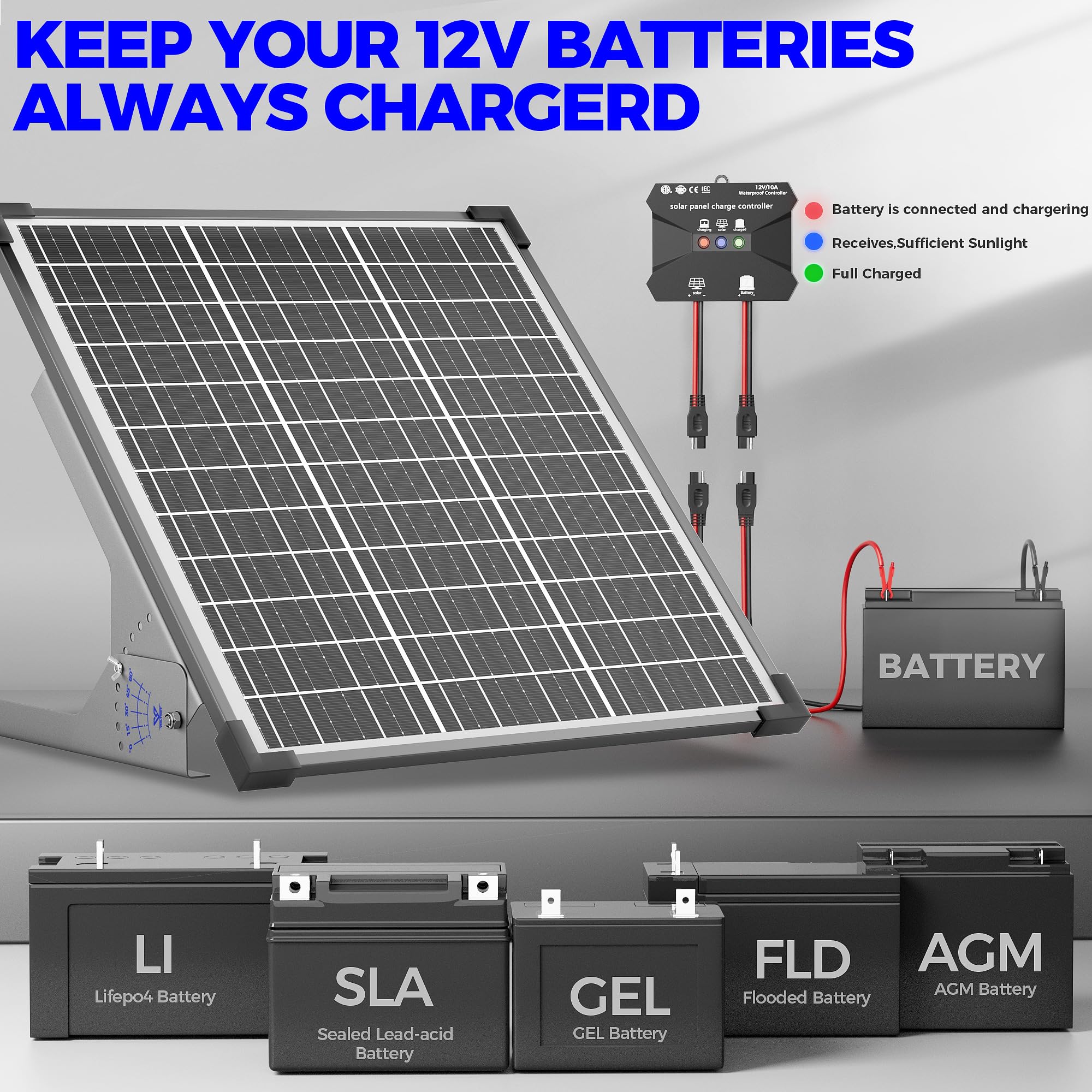 Voltset ideal for marine, RV, and car use in sunny conditions.