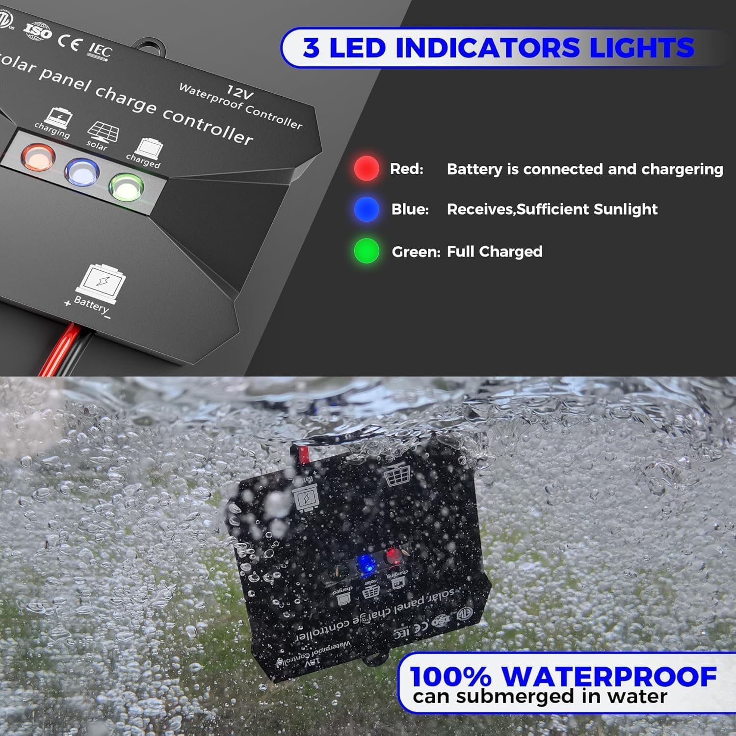 Voltset MPPT controller display panel demonstrates real-time status for easy charging monitoring.