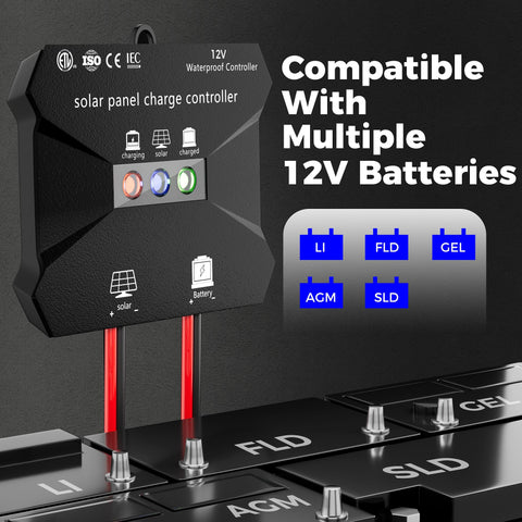 Voltset MPPT controller LED indicators clearly show charging status and battery health.