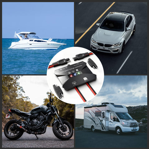 Voltset MPPT controller in use outdoors ensures efficient solar charging with IP68 protection.