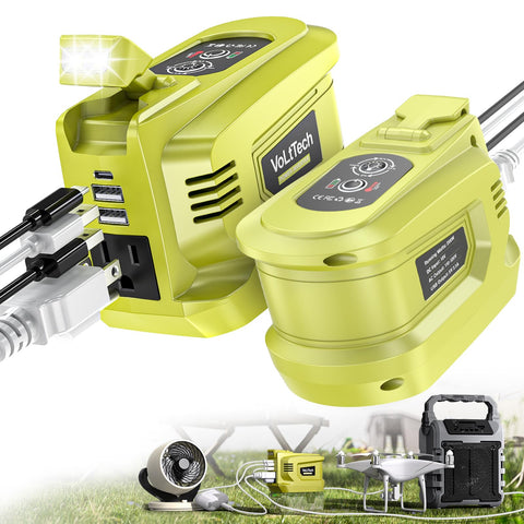 VolTech 2-pack portable inverter snapshot highlighting compact design for travel and camping.