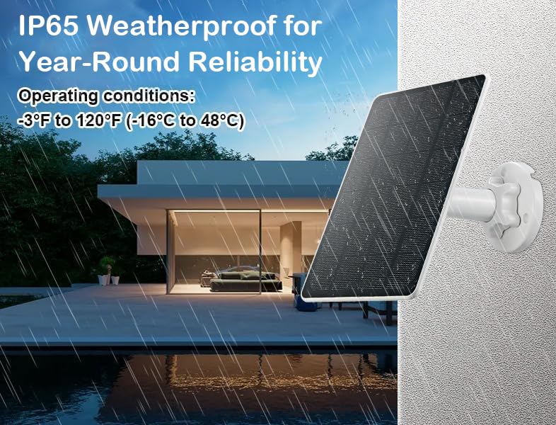 VOMA solar charger weatherproof housing withstands rain and snow outdoors.