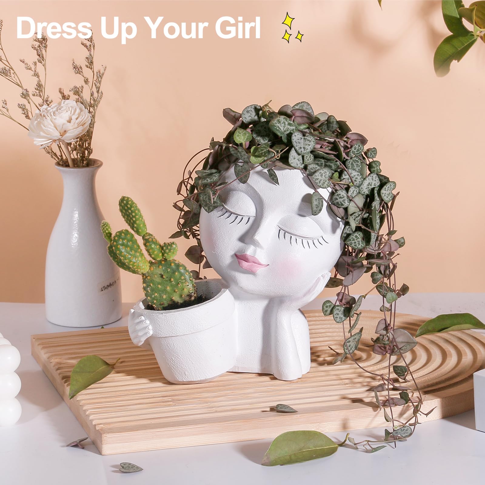 Vomiceak succulent-friendly head planter brightens desks, shelves, and patios